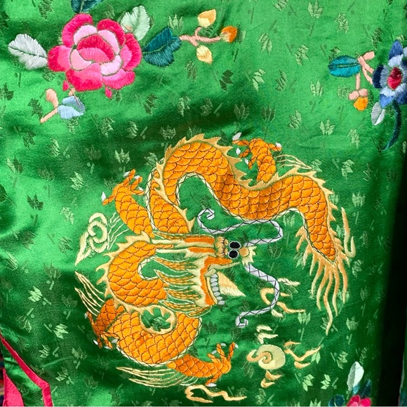 50s China Silk Embroidered Pajamas - Picture 10 of 16